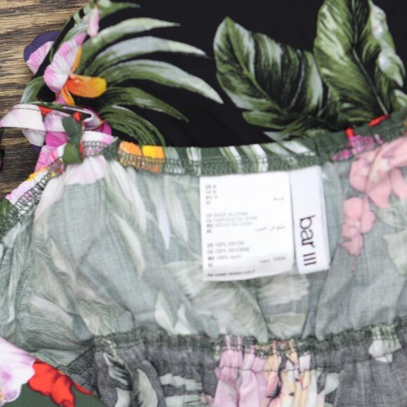 NWT Bar III Womens Floral-Print Tiered Cover Up MBTH25834 Multi Black M - Picture 6 of 6